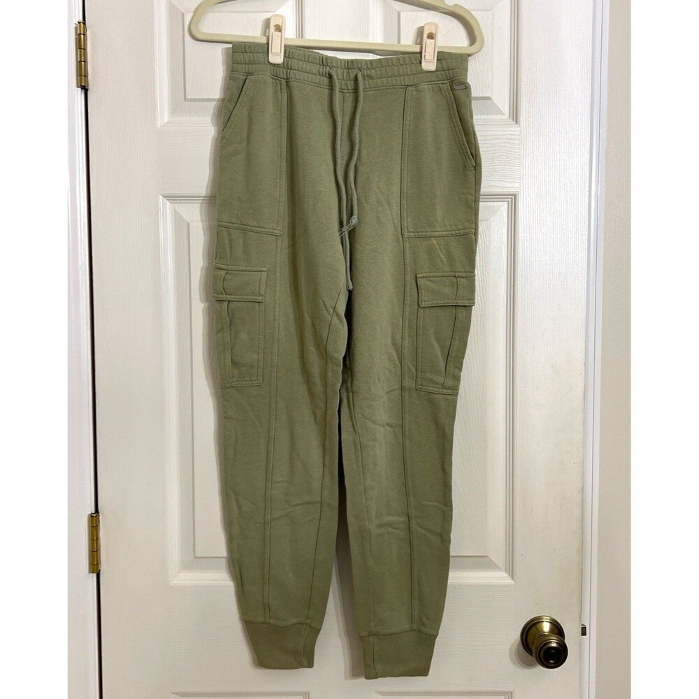 Hollister Cargo Joggers Sage Green Fleece Sweatpants High Rise Drawstring Size S